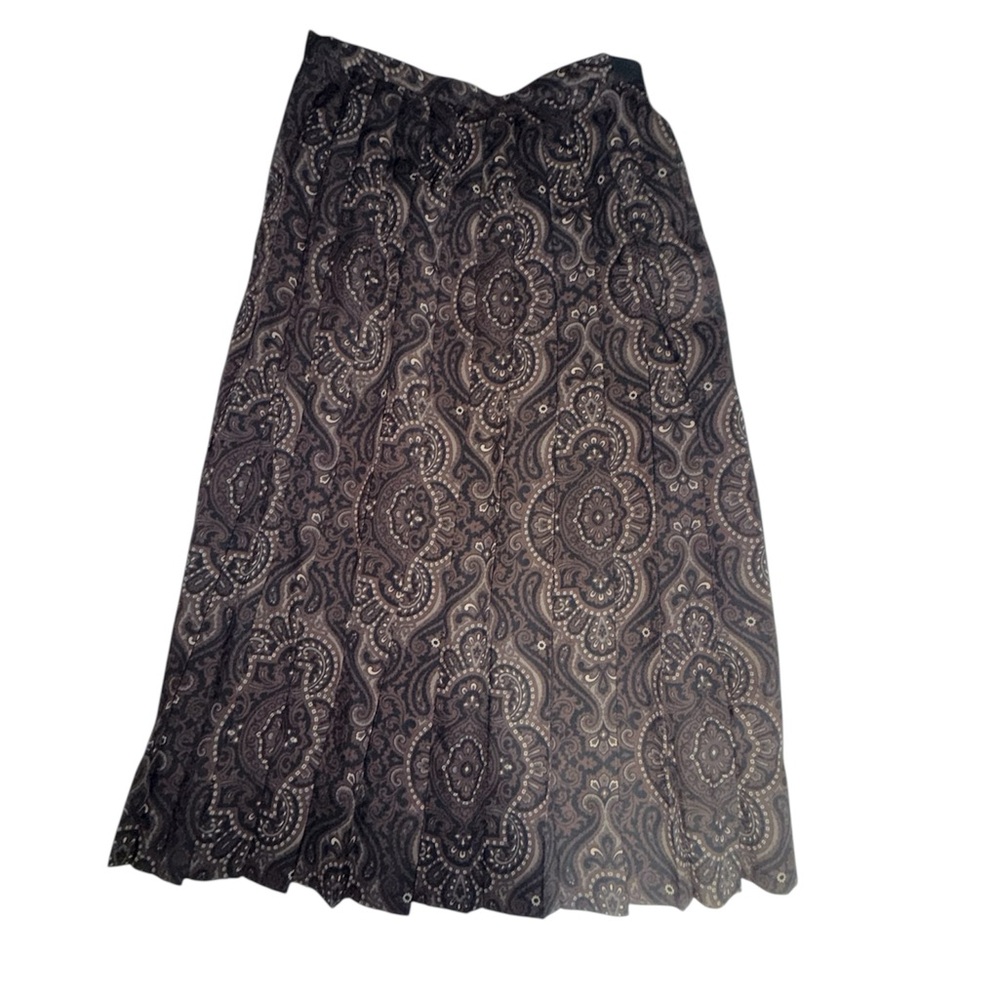 Gloria Sachs Vintage Elegant Black and Brown Paisley Skirt